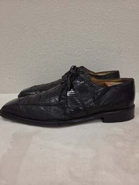 David Eden Handmade Black Crocodile Lizard Dress Shoes Men's 12